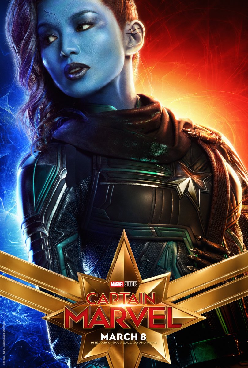 Gemma Chan as Minn-Erva in Captain Marvel.