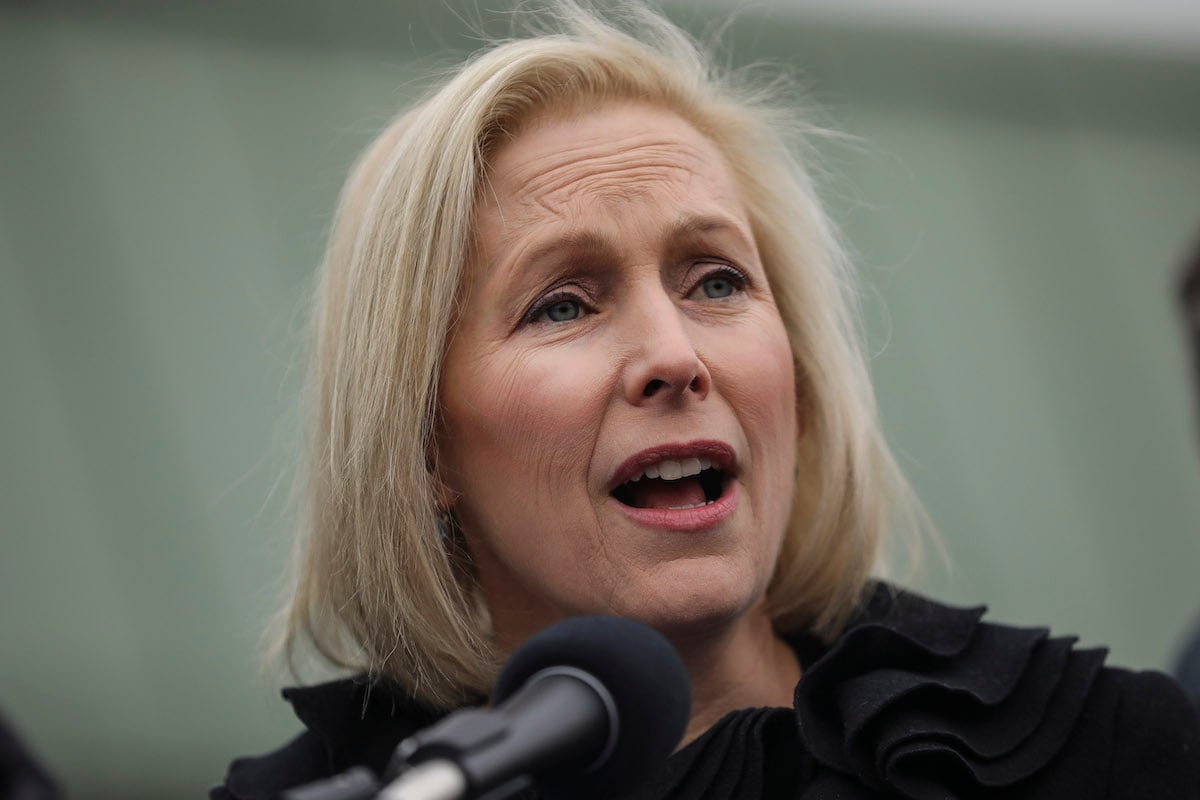 Sen. Kirsten Gillibrand (D-NY) takes questions from reporters after announcing she will run for president in 2020 outside the Country View Diner, January 16, 2019 in Troy, New York. Last night on The Late Show, Gillibrand told host Stephen Colbert that she has formed an exploratory committee for her White House run.