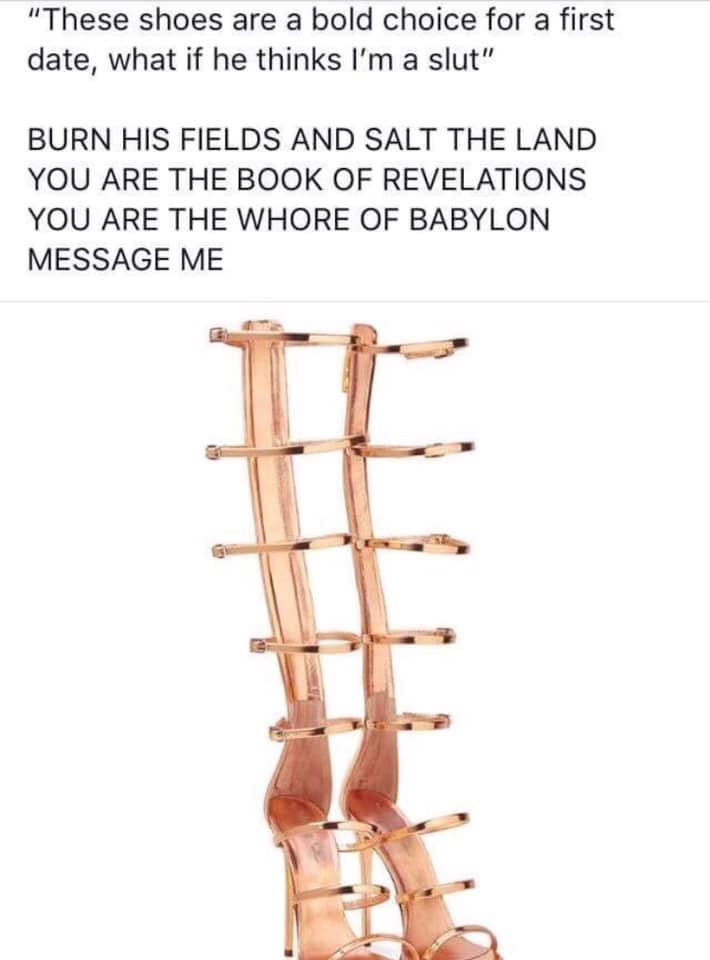 Humorous gold stiletto ad