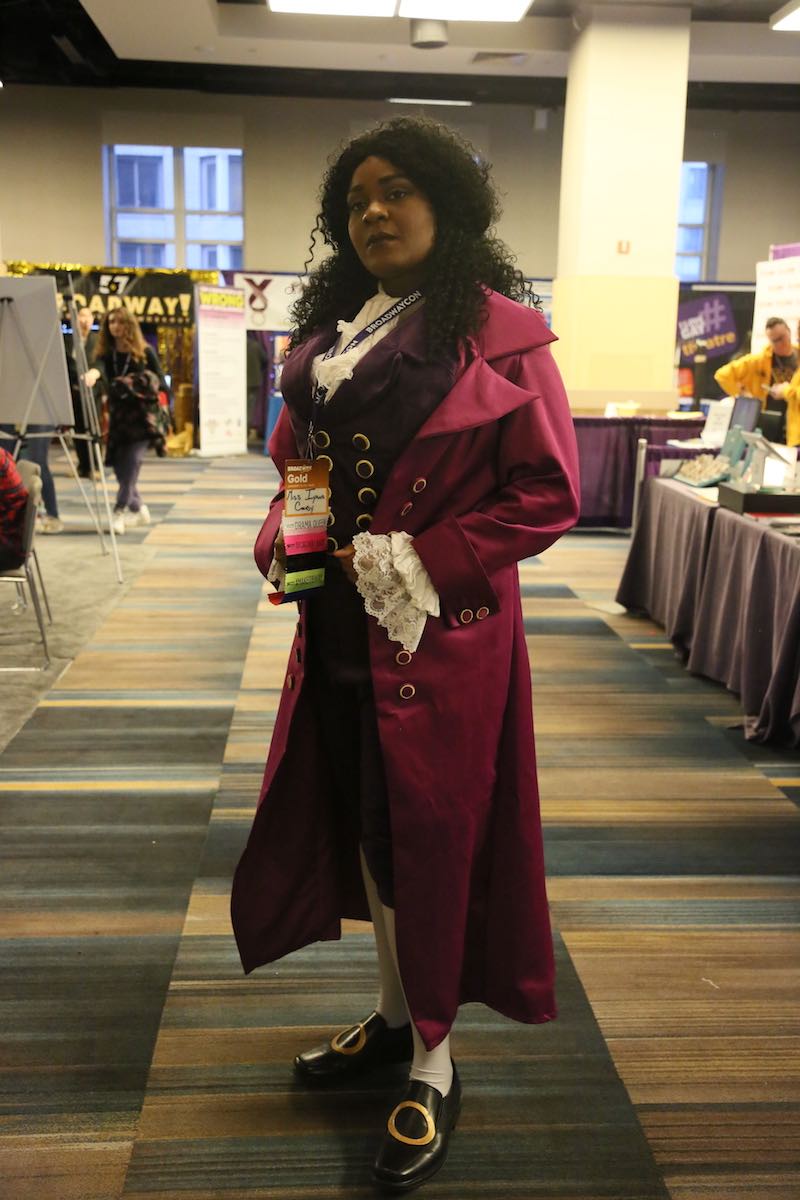 yana Colby attends BroadwayCon as “Hamilton”’s Thomas Jefferson and shows off her growing badge ribbon collection. (image: Alexa Strudler)