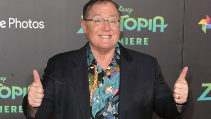 John Lasseter at the El Capitan Theatre giving a thumbs up