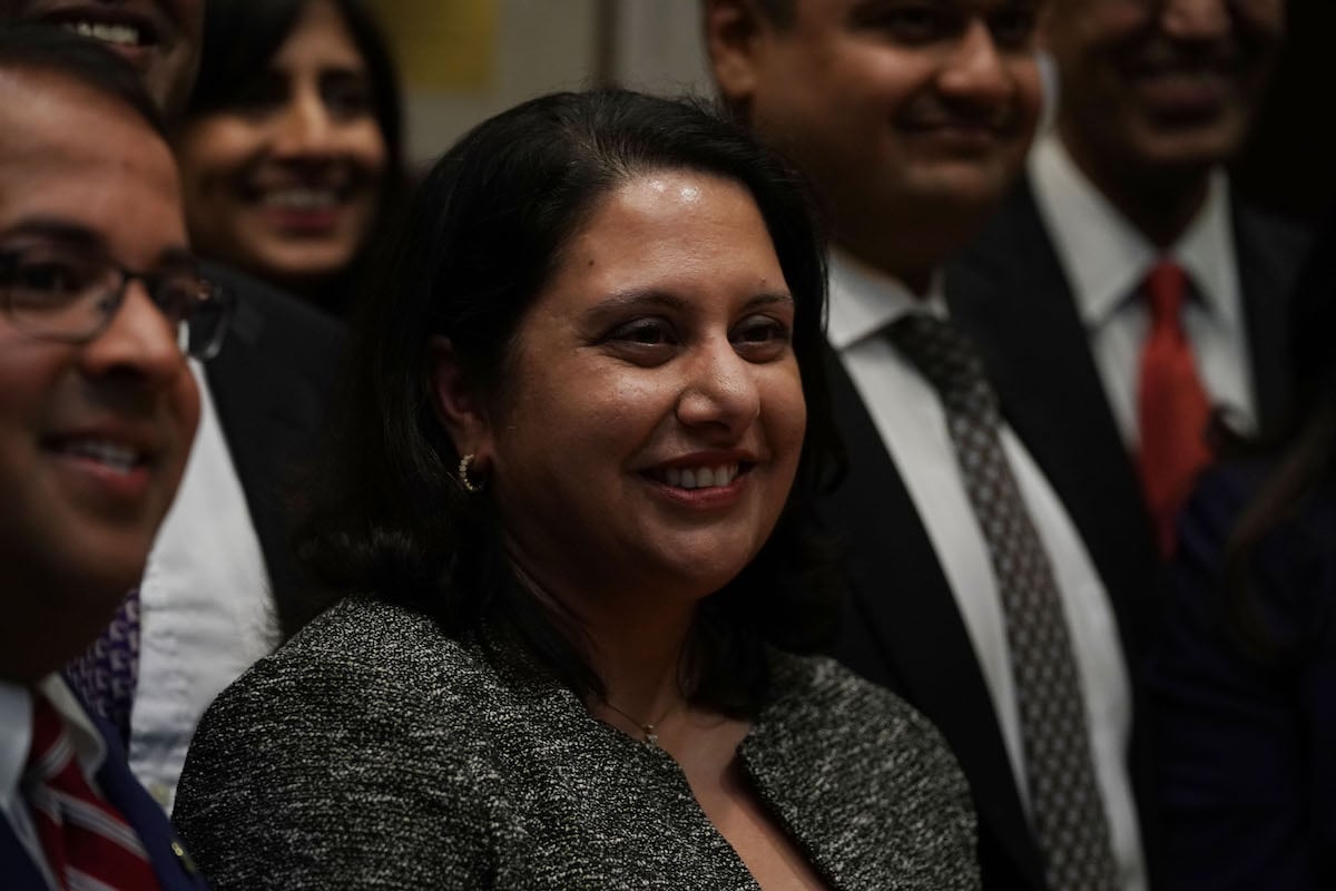 WASHINGTON, DC - NOVEMBER 13: Administrator of White House Office of Information and Regulatory Affairs Neomi Rao (C) attends a Diwali ceremony in the Roosevelt Room of the White House November 13, 2018 in Washington, DC. U.S. President Donald Trump announced that he had nominated Rao to fill the seat vacated by Supreme Court Justice Brett Kavanaugh on the U.S. Court of Appeals for the D.C. Circuit.