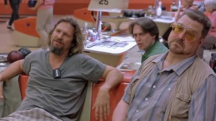 Jeff Bridges as the Dude in the bowling alley in The Big Lebowski.