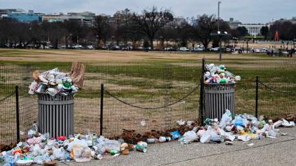 The White House is seen in the background, as trash lays uncollected on the National Mall due to the partial shutdown of the US government on January 2, 2019 in Washington, DC. - President Donald Trump warned Wednesday the US federal government may not fully reopen any time soon, as he stood firm on his demand for billions of dollars in funding for a border wall with Mexico. Addressing a cabinet meeting on the 12th day of the partial shutdown, Trump warned it 