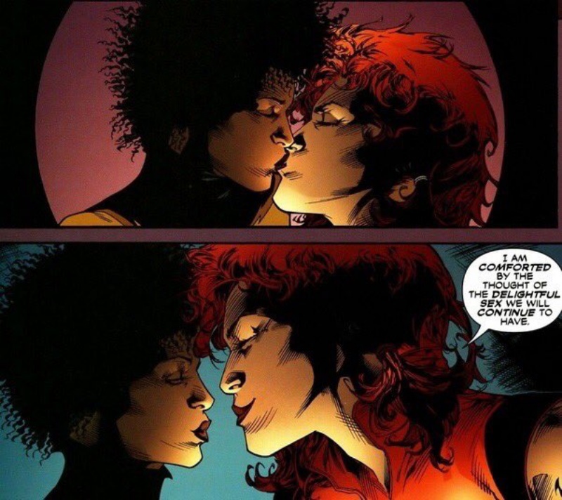 Anissa and Grace from Black Lightning sharing a kiss together