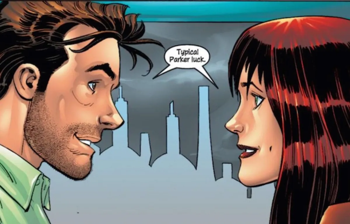 mary jane watson and peter parker panel in marvel comics