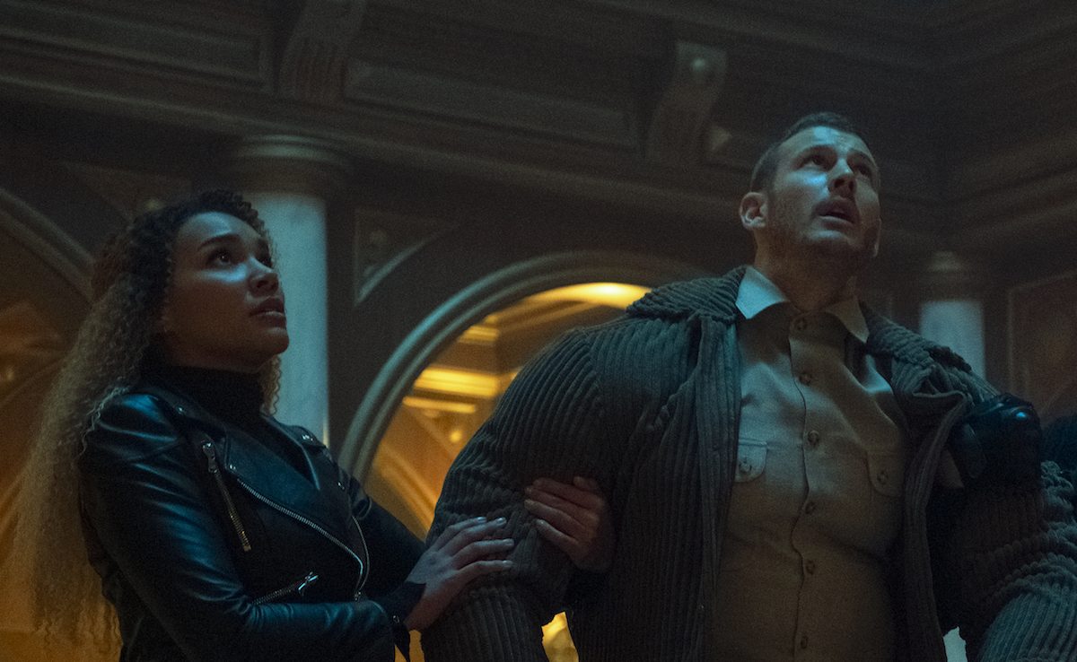 Emmy Raver-Lampman and Tom Hopper as Allison and Luther in Netflix's Umbrella Academy.
