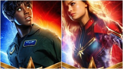 Maria Rambeau (Lashana Lynch) and Captain Marvel (Brie Larson) stand tall on the film's character posters.