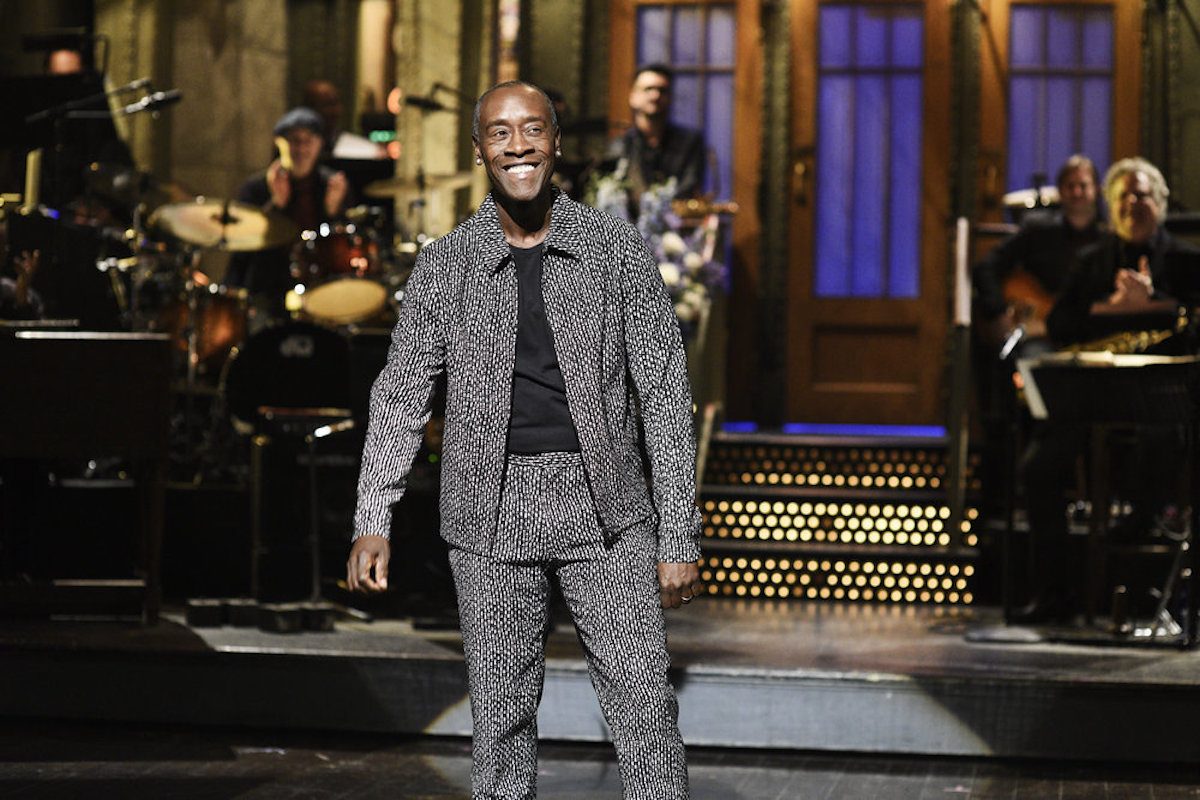 Host Don Cheadle wearing a fantastic suit during the Saturday Night Live monologue