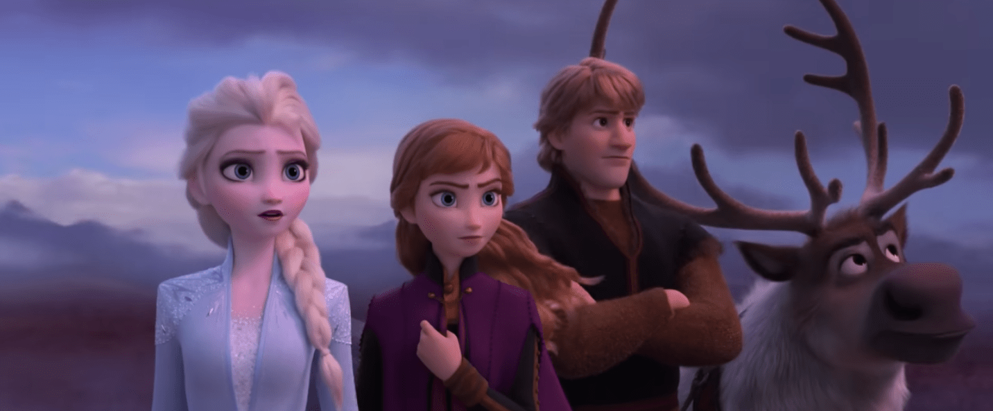 Anna, Elsa, Kristoph, and Sven in Frozen II