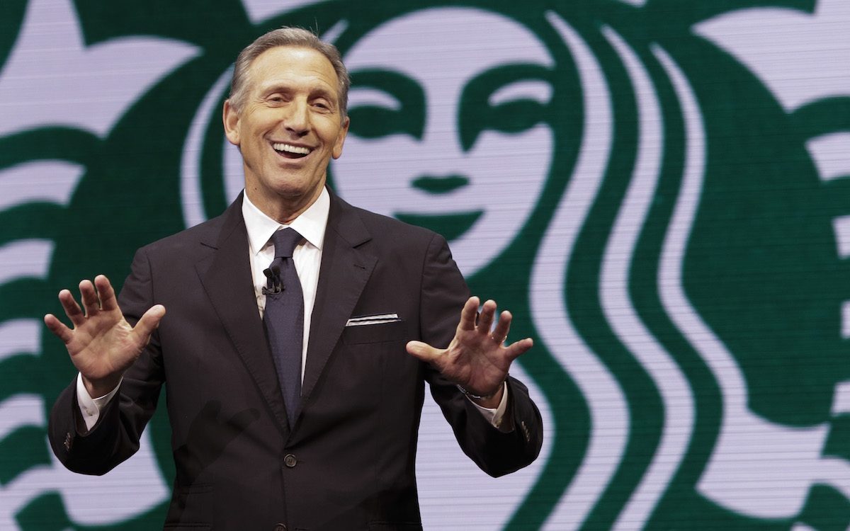 Starbucks Chairman and CEO Howard Schultz speaks at the Annual Meeting of Shareholders