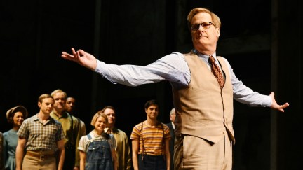 Jeff Daniels takes a bow during curtain call after the opening night performance of 