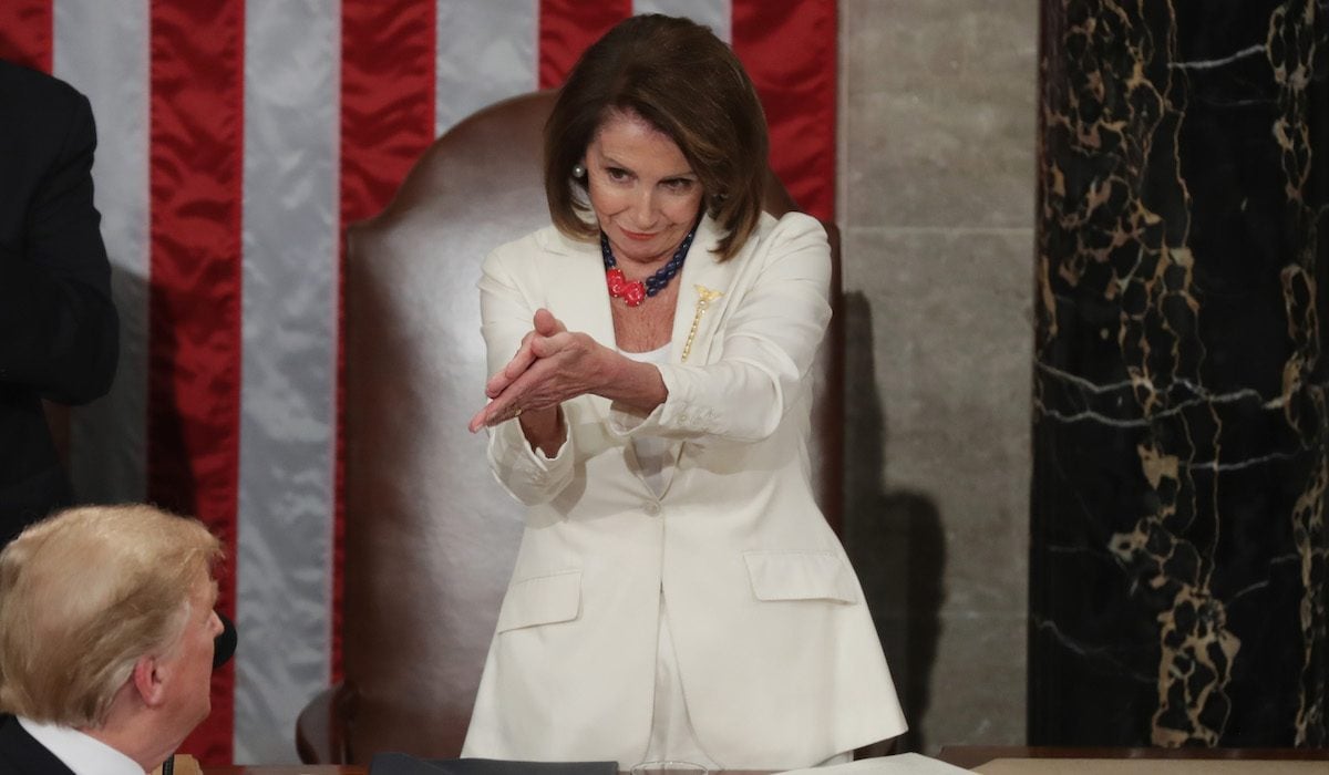 Nancy Pelosi sarcastically claps while President Trump Delivers State Of The Union Address To Joint Session Of Congress