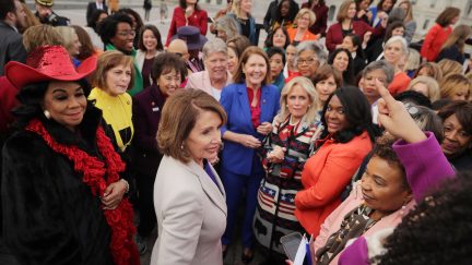 House Speaker Nancy Pelosi And All House Democratic Women Pose For Group Photo At Capitol