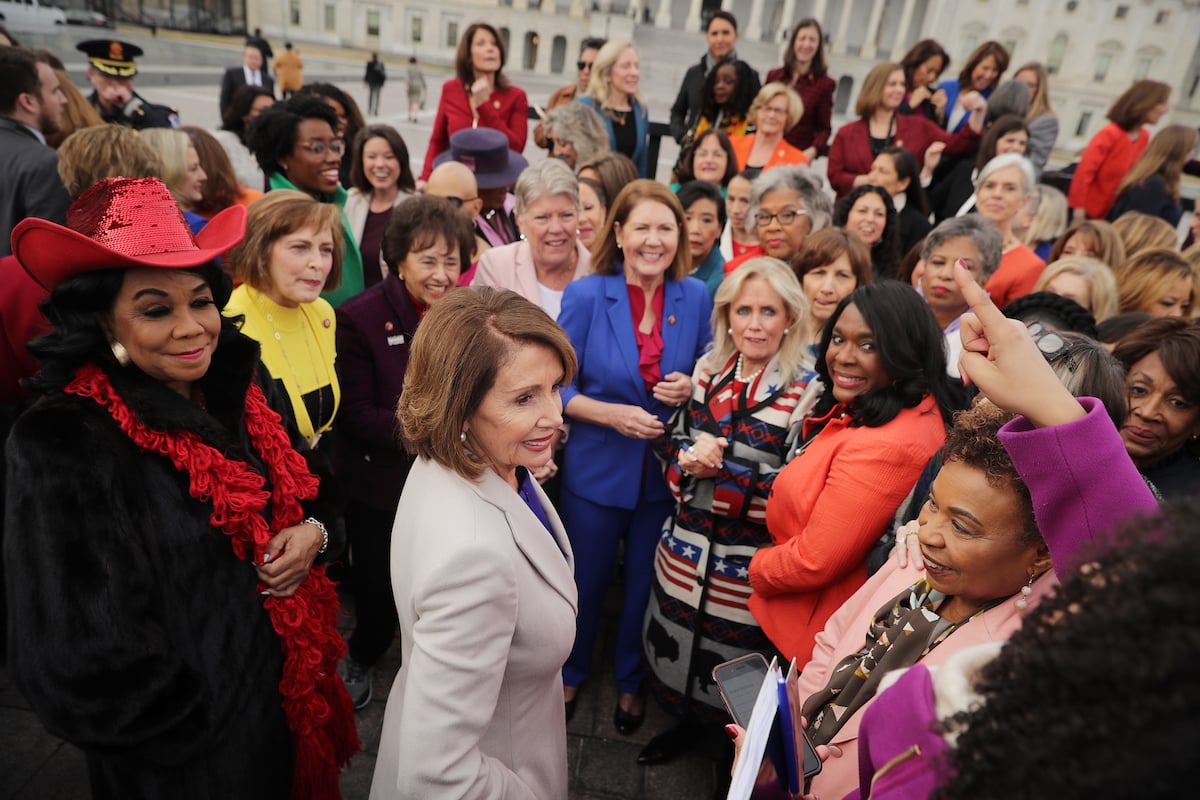 House Speaker Nancy Pelosi And All House Democratic Women Pose For Group Photo At Capitol