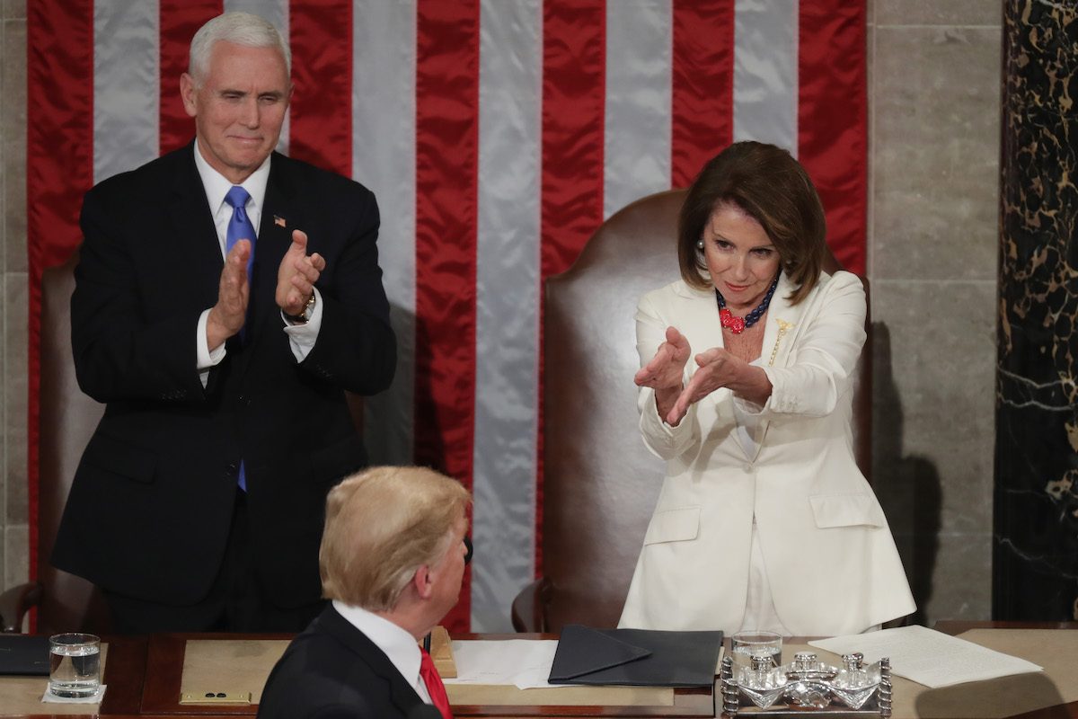Nancy Pelosi sarcastically claps at Donald Trump's State of the Union Address