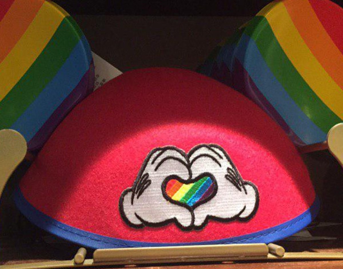 Rainbow Mickey Mouse ear hat.