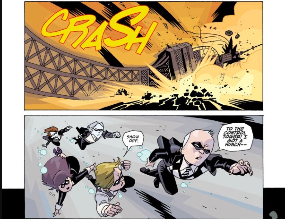 The Eiffel Tower crashing in The Umbrella Academy comic.