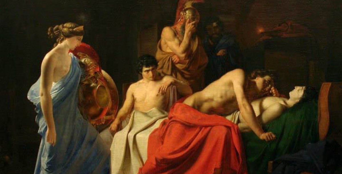 Achilles Lamenting the Death of Patroclus (1855) by the Russian realist Nikolai Ge
