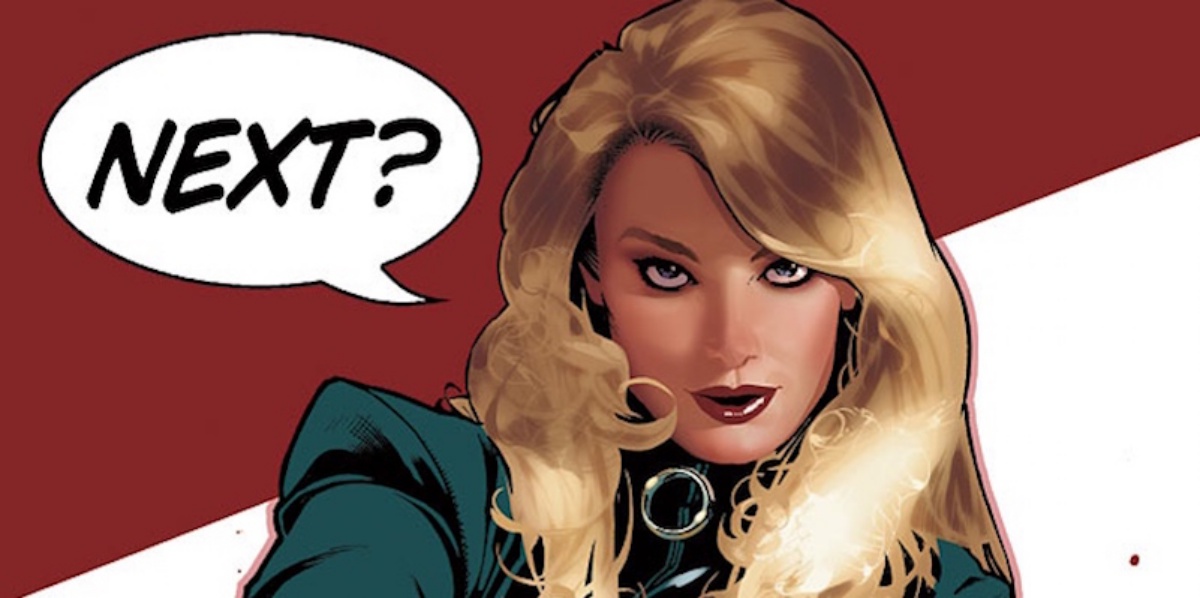 Black-Canary saying "Next" after painting the walls red with the blood of her enemies.