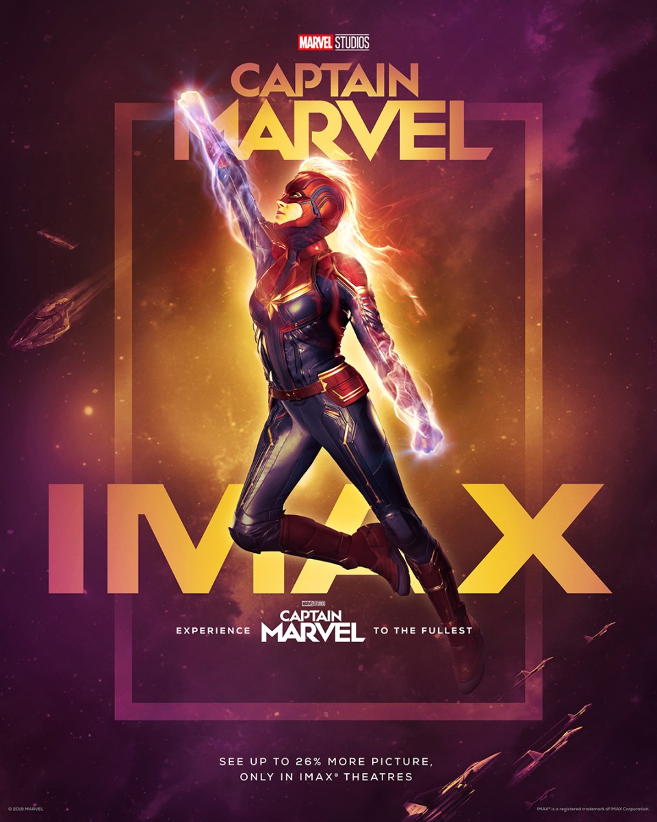 captain marvel in imax poster with brie larson.