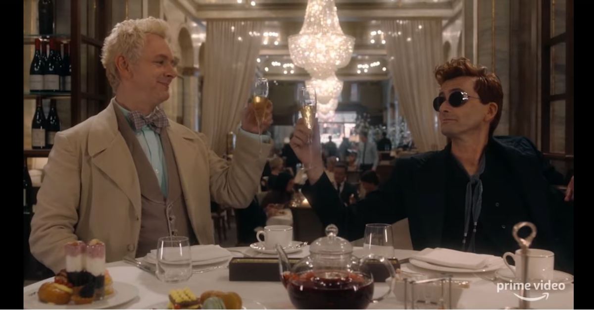 Michael Sheen and David Tennant play an angel and a demon in Amazon's Good Omens.