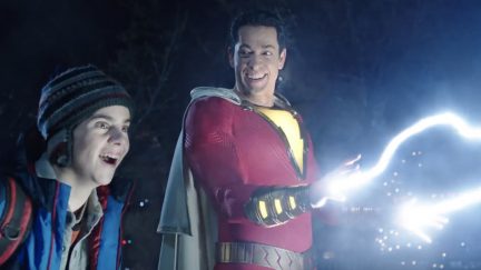 Zachary Levi and Jack Dylan Grazer as Shazam and Freddy Freeman in DCEU's Shazam.
