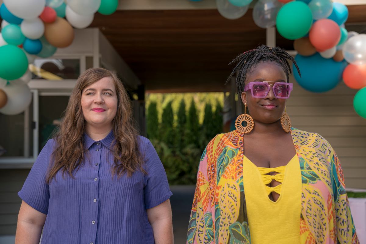 Aidy Bryant and Lolly Adefope hit the pool party in Hulu's Shrill.