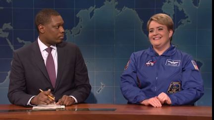 aidy bryant plays astronaut anne mclain on snl's weekend update.