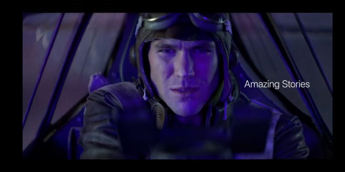 austin stowell plays a pilot in steven spielberg's amazing stories.