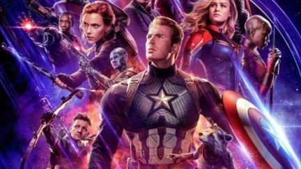 avengers endgame movie poster with avengers team