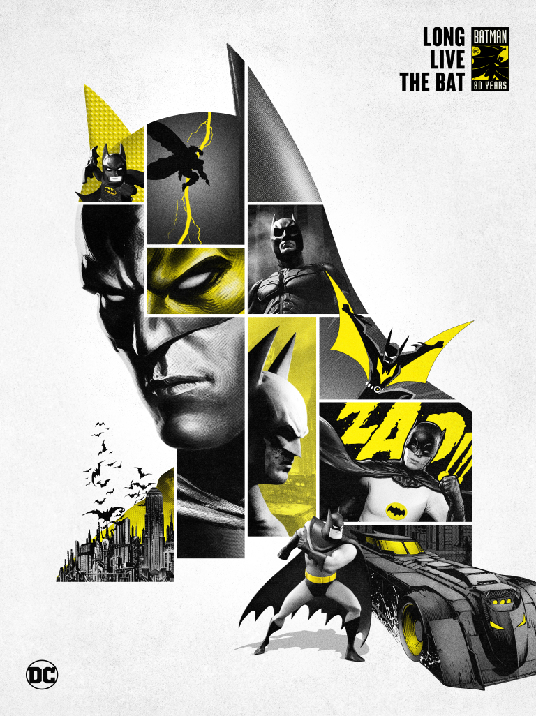 The Batman official 80th anniversary poster by José Luis García-López and Admira Wijaya.