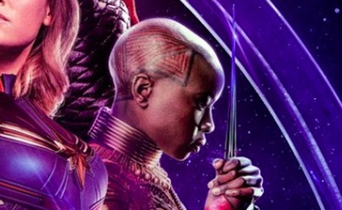 Danai Gurira as Okoye on the Avengers: Endgame poster.
