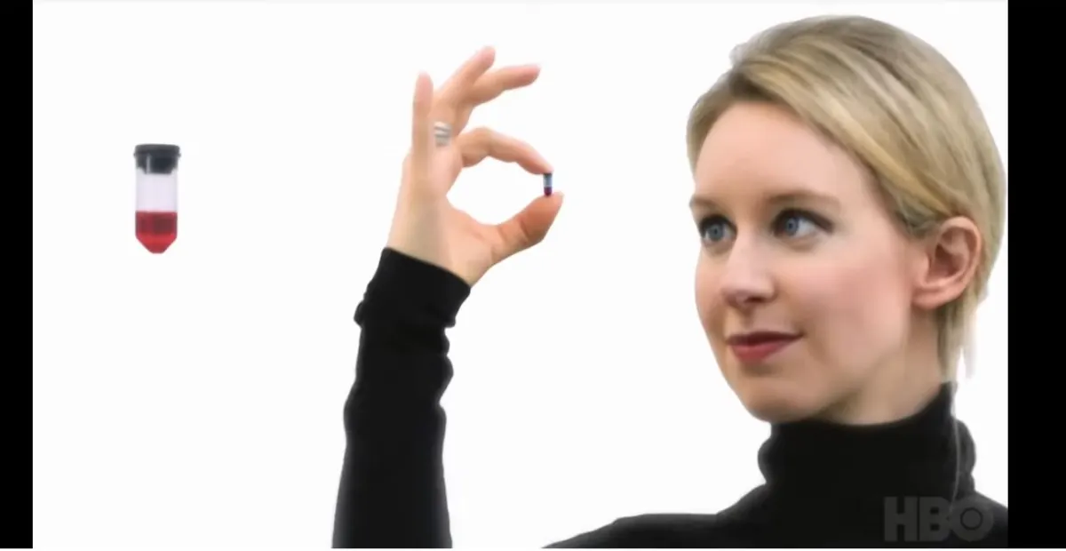 theranos founder and scammer elizabeth holmes in the hbo documentary 'the inventor: out for blood in silicon valley'.