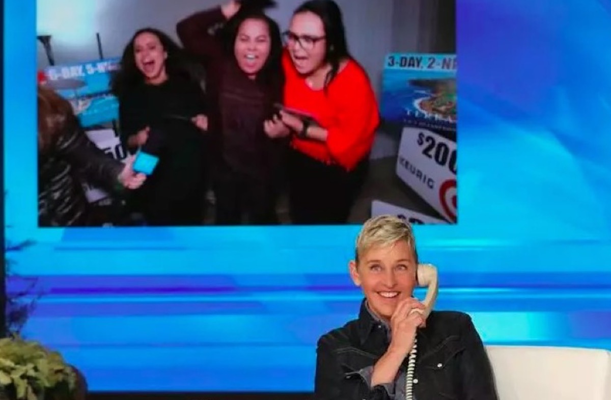 Ellen Degeneres surprises guests on her show.