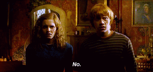 hermoine and ron both say no to the old wizarding ways of shitting your pants.