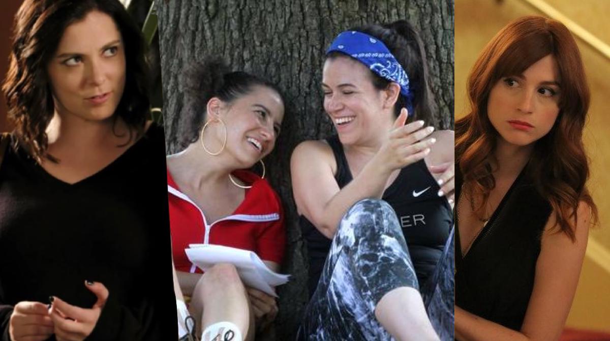 Montage: Rebecca Bunch in Crazy Ex-Girlfriend, Ilana and Abbi in Broad City, and Gretchen Cutler in You're the Worst.