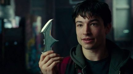 Barry Allen (Ezra Miller) realizes who the Batman is in Justice League.