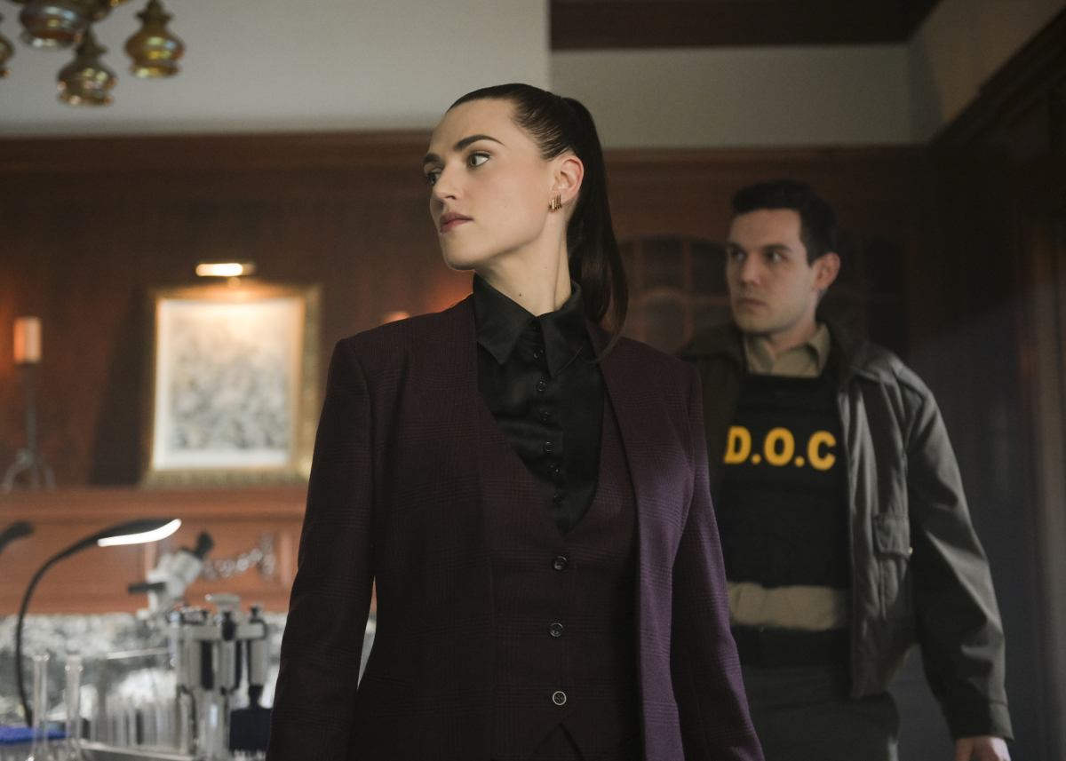 Lena Luthor wearing a purple suit in The CW's Supergirl.