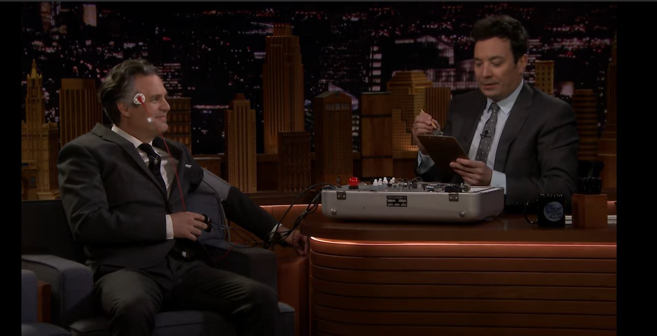 mark ruffalo does a lie detector test on Jimmy Fallon about Avengers: Endgame secrets.