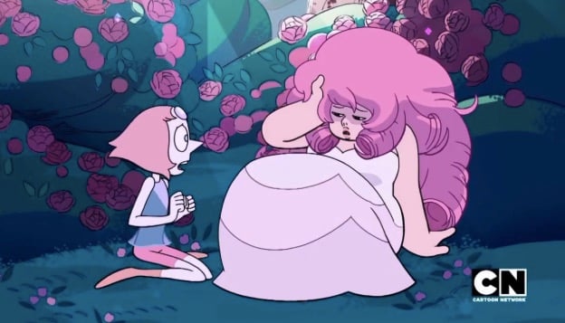 Pearl and Rose in Steven Universe.