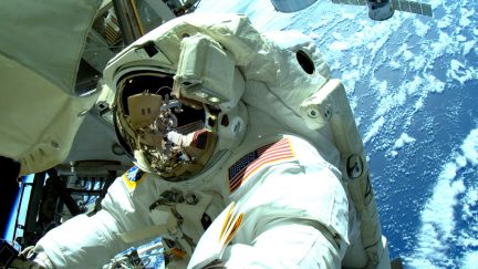 Astronauts complete a NASA spacewalk.