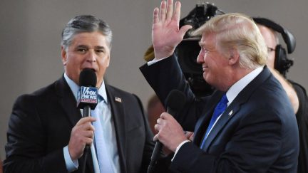 Donald Trump and Sean Hannity celebrate the propaganda machine that is Fox news.
