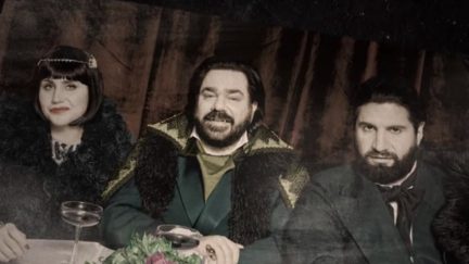 An old photograph of vampires from the What We Do in the Shadows tv show.