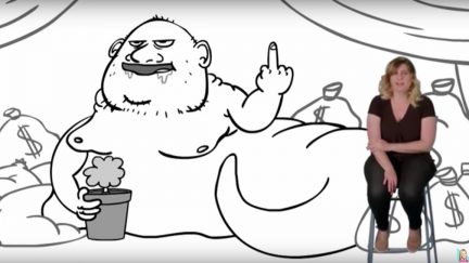 Harvey Weinstein drawn as Jabba the Hutt.