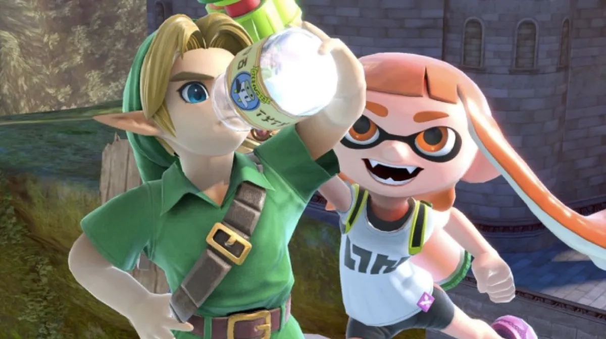 Young Link drinks Lon Lon milk in Smash Ultimate.