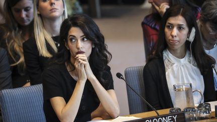 Human rights lawyer Amal Clooney and Iraqi human rights activist Nadia Murad Basee Taha attend a United Nations Security Council meeting at U.N. headquarters, April 23, 2019 in New York City. Member nations of the Security Council are considering a resolution concerning sexual violence in conflict, which would classify rape as a weapon of war.