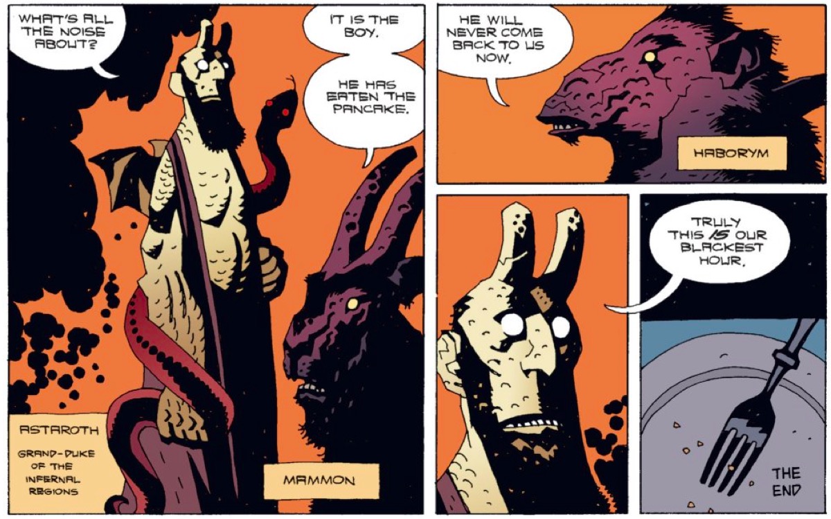 Hellboy comic panel.
