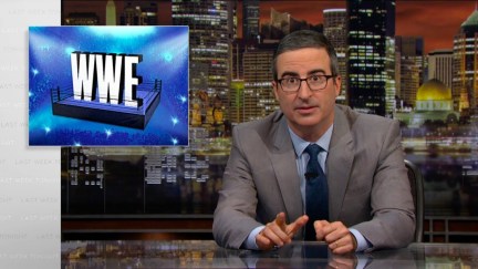 John Oliver WWE take down, also that'a a real nice tie he is wearing