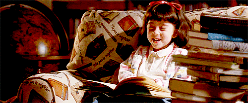 Matilda Reading gif all the books